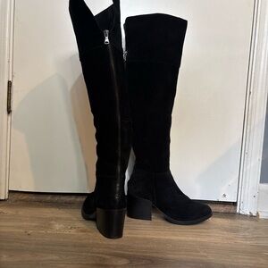 Steve Madden Black Over the Knee Boots with back Zipper suede leather size 9